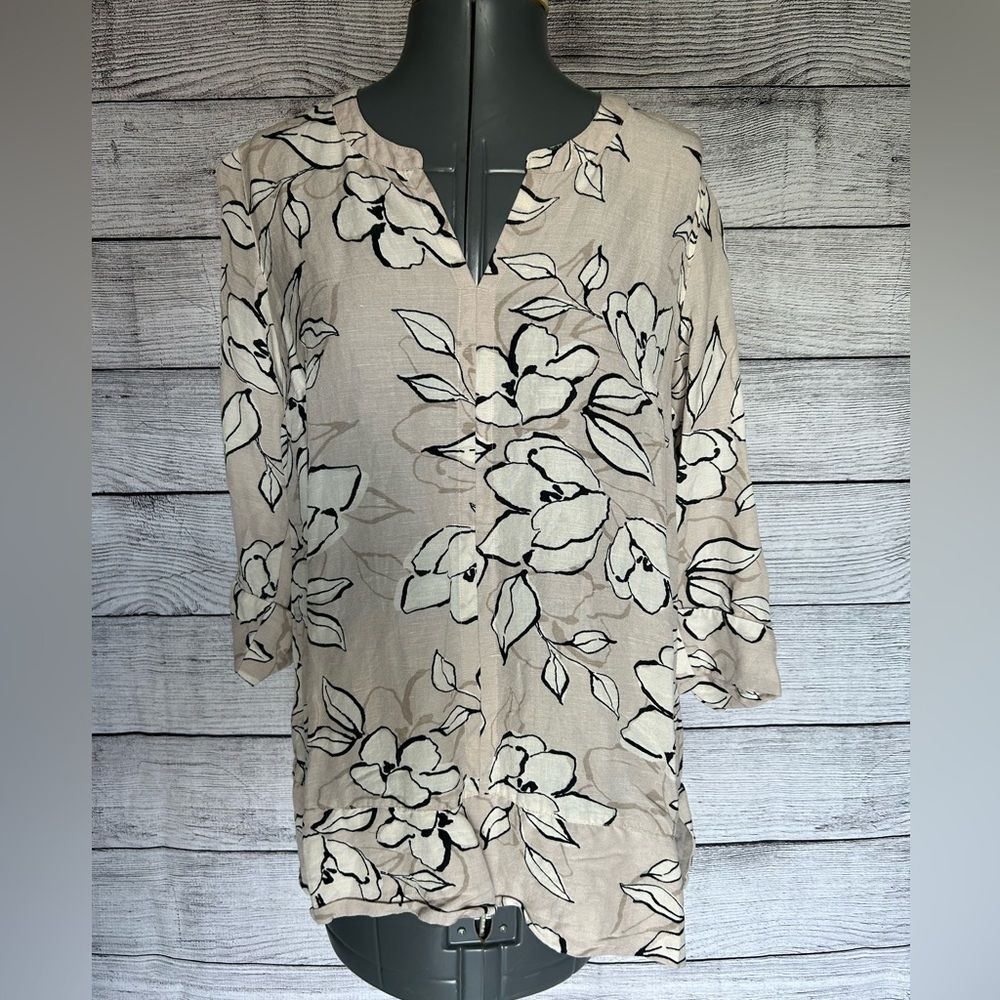 J. Jill linen blend floral print tunic top size XS